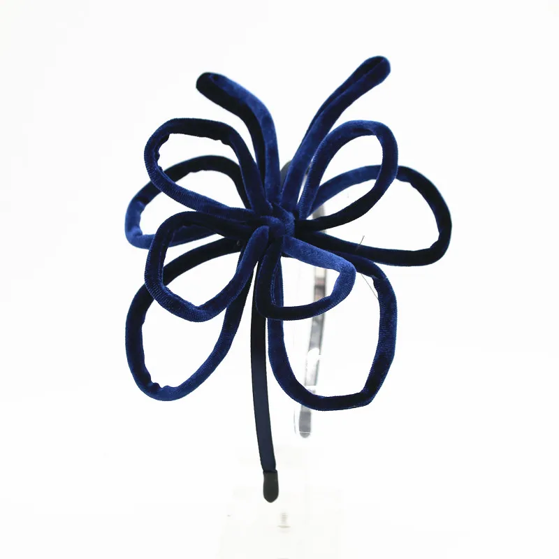 WINTER NEW VELVET WIRE BUTTERFLY HEADBANDS FASHION GIRLS HAIRBAND - Цвет: NAVY