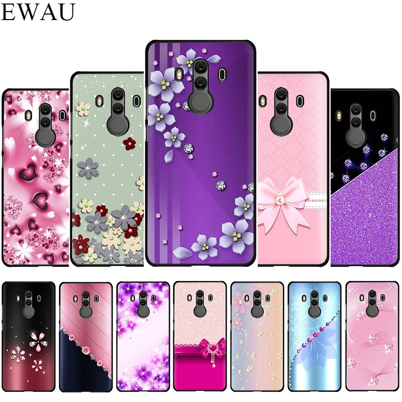 

EWAU Crystal Rhinestone Flower print Soft phone case for Huawei Y5 Y6 Y7 Y9 Prime Mate 10 20 30Lite Pro Nova 2i 2 Lite 3 3i 4 5i