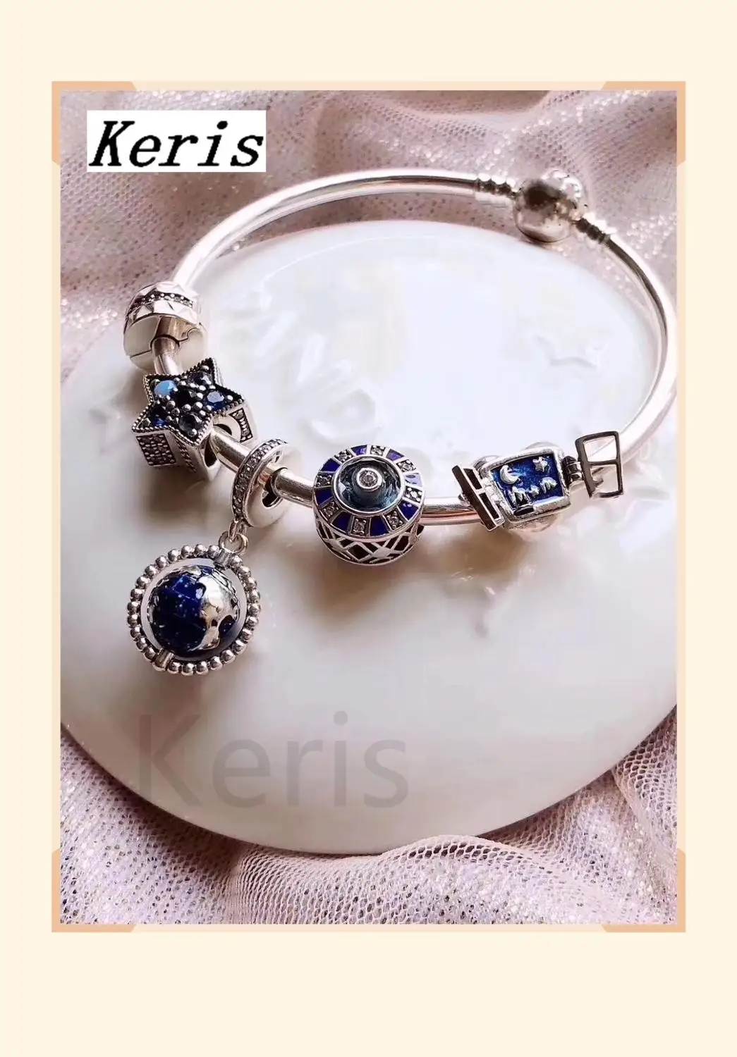 

High Quality 1:1 100%925 Pure Silver New Star Blue Star Pattern Beads As Bracelet First Choice For Gift Free Package