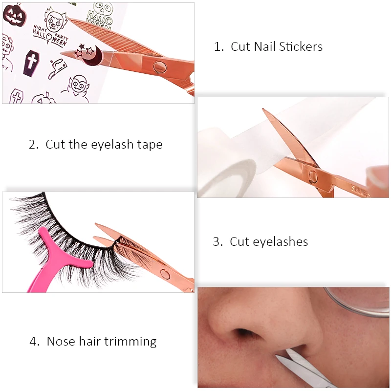 1Pcs Eyebrow Scissor Stainless Steel Eyelash Trimmer Facial Nose Hair Remover Manicure Nail Cuticle Beauty Scissors Makeup Tools 3