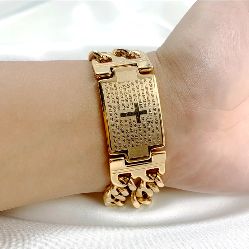 Cross Bracelet for Men Women Gold Cuban Chain Christian