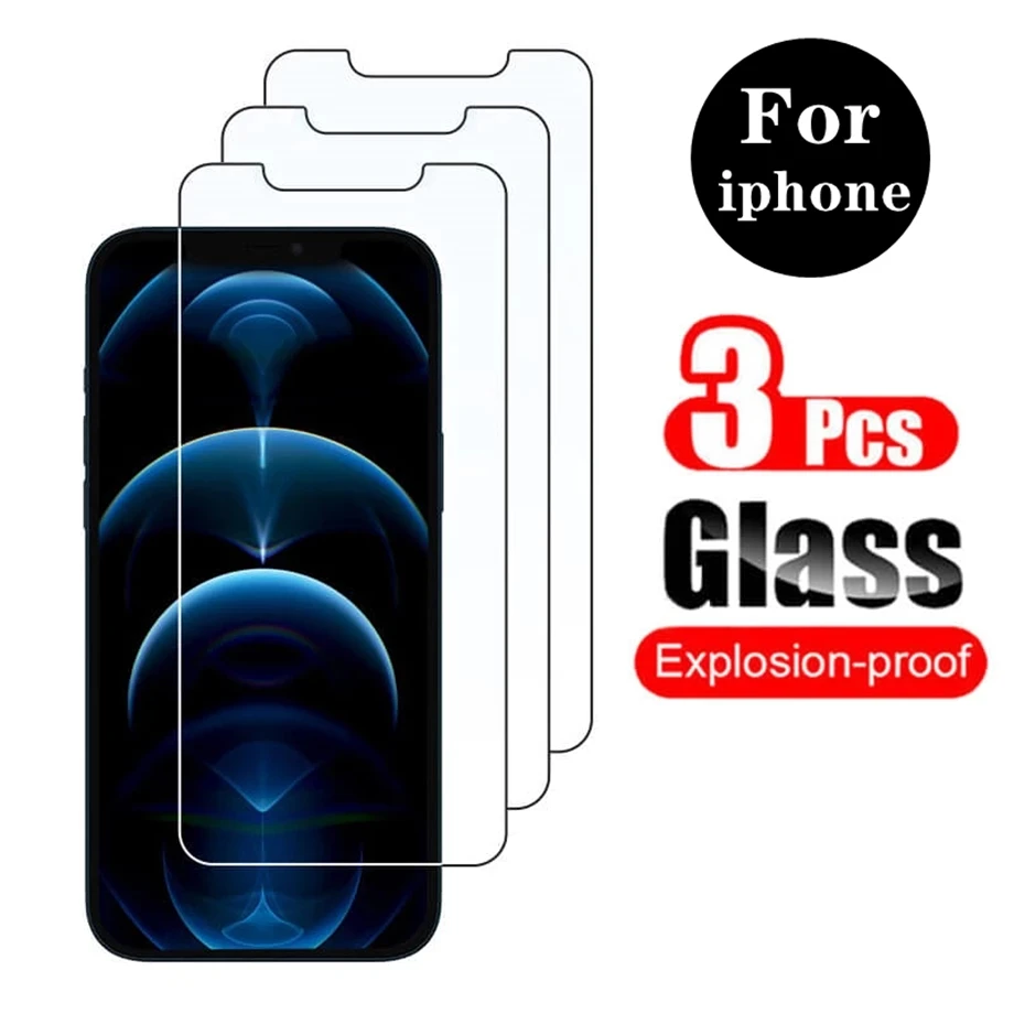 3PCS Tempered Glass for Iphone 13 12 11 Pro Max X XS XR 7 8 6s Plus Screen Protector on Mini | Мобильные телефоны и