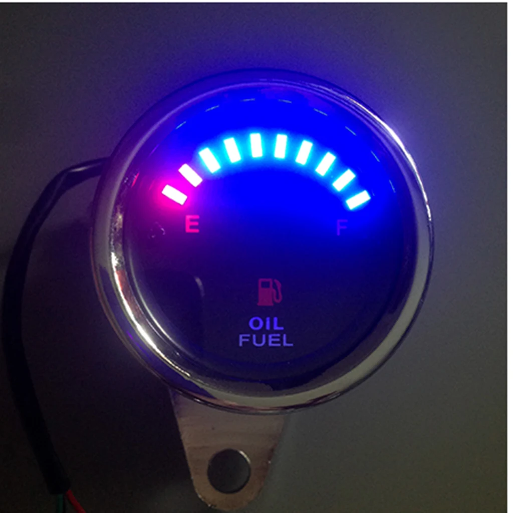 Universal Motorcycle Aluminum Fuel Level LED Gauge Oil Meter Sensor 12V