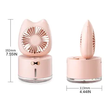

Portable Mini Cute Cat Humidifier Fan Colorful LED Light Handheld USB Rechargeable Desktop Cooling Misting Air Diffuser Cooler