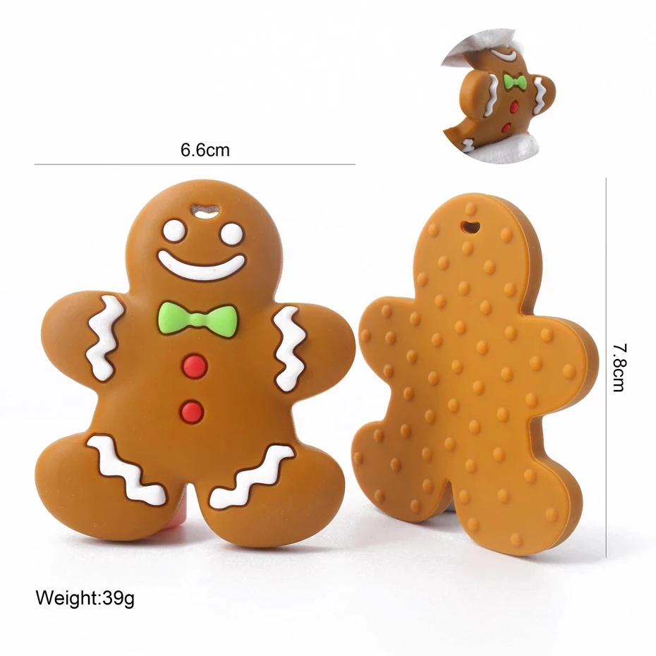 Baby Silicone Teether Christmas Tree Sika Deer Baby Fidget Toys Snowflake Pacifier Chain Food Grade Silicone Teething Toys