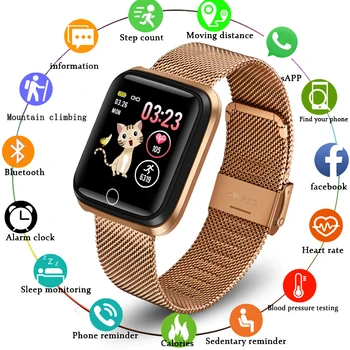 

LIGE 2020 New Smartwatch Fitness Tracker Blood oxygen Heart Rate Monitor Sport Waterproof Smart Watch Women Fashion Steel Belt