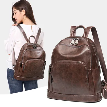 

Anti theft small backpack women 2019 new Korean fashion leisure leather backpack retro travel bag purses and handbags bookbag