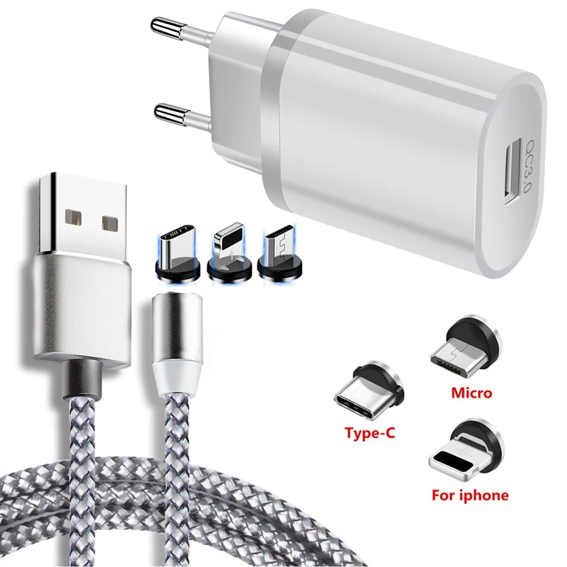 Настенное зарядное устройство с магнитным кабелем USB Type-c для Huawei Mate 30 Lite Y6 Y5 3 0 Honor