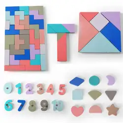 5 в 1 красочные деревянные Tangram головоломки игрушки тетрис игра дошкольного X5XE