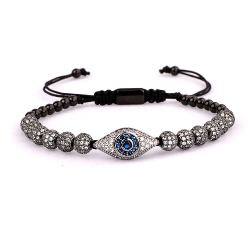 New Fashion Luxury CZ Charm Natural Stone Imperial Gold Color Beads Crown Eyes Charm Adjustable Bracelet Women Men - Image 6