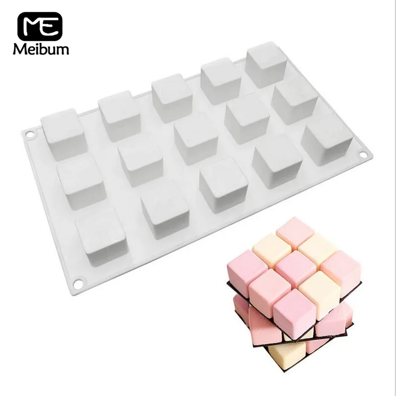 15 Cavity Cube Pastry Silicone Mold DIY Muffin Chocolate Cake Modle Mousse Dessert Pudding Mould Kitchen Baking Tools | Дом и сад