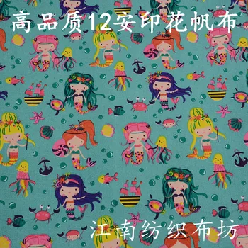 

The Little Mermaid Girl Printed Handmade Patchwork Cotton Canvas Fabric Sewing Bag Pillow Diy Tablecloth Curtain Sofa 91cm*145cm