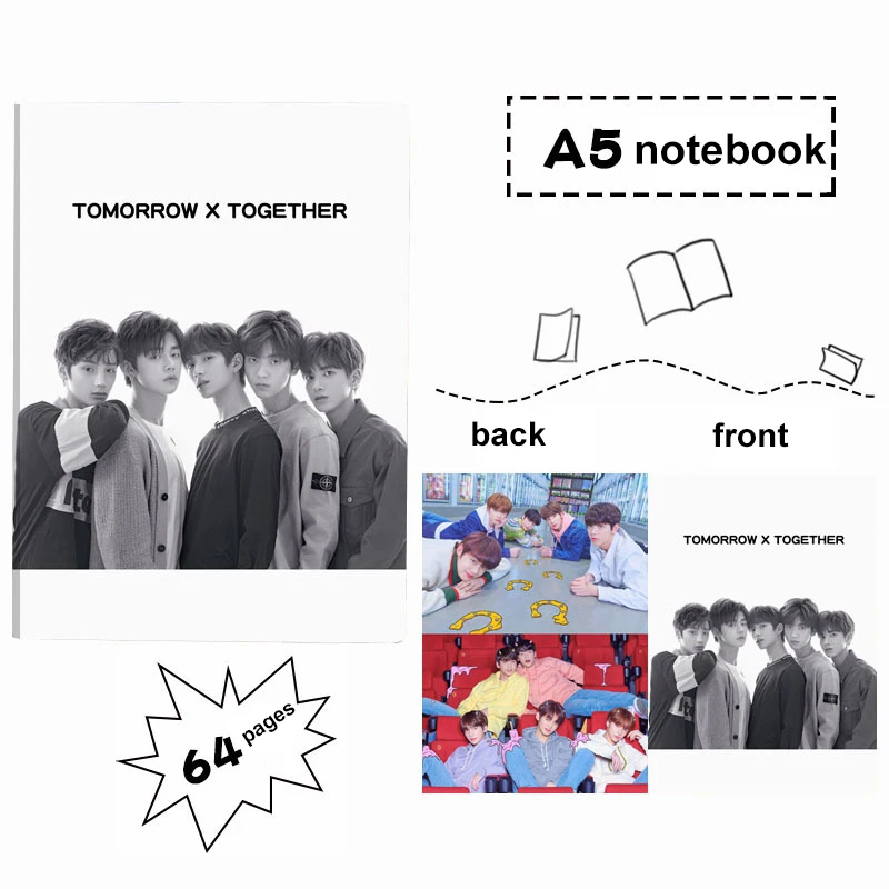 

KPOP TXT Combination YEONJUN SOOBIN BEOMGYU Photo Plastic Sleeve Large Notebook Stationery Dropshipping