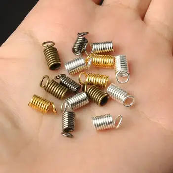 

50pcs/lot Metal Spring Crimp Clasps Leather Ends Fastener End Caps Connectors For DIY Bracelet Necklace Jewelry Making Supplies
