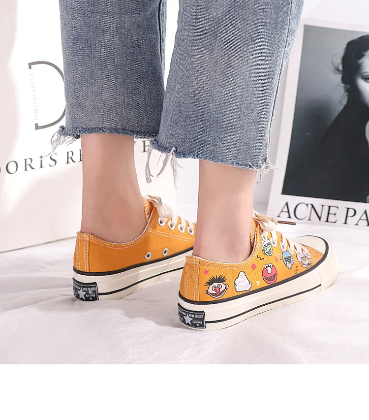 Маленький грязный оранжевый парусиновая обувь Для женщин Hong Kong Стиль для студентов в Корейском стиле-Стиль Универсальный INS ботинки "Харадзюку" Для женщин обувь для детей