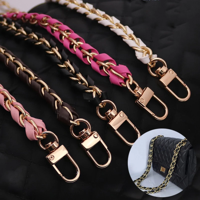 

120cm Handbag Metal Chains Purse With Buckles Detachable Handbag Handles Replacement Shoulder Bag Strap PU Leather Long Belts