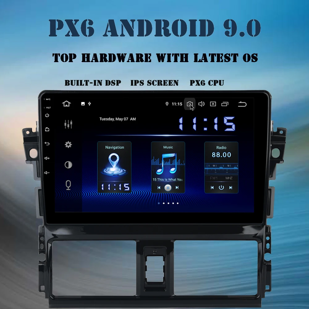 10," ips Android 9,0 Автомагнитола для Toyota Yaris 2013 мультимедийный плеер PX6 DSP HDMI 4 Гб+ 64 Гб gps навигация