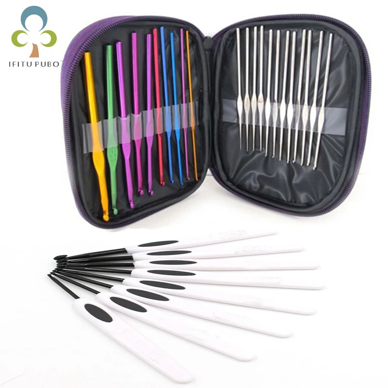 

8/22pcs Crochet Hook Set Sewing Accessories Aluminum Knitting Needles Knit Weave Craft with Bag DIY Craft Color Crochet Hook ZXH