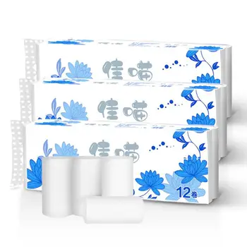 

2020 Family size Roll Paper Soft And Thick Four Layers Water Absorption Not Easy To Break Fine Breakpoint Leveling 12 Pcs/Bag