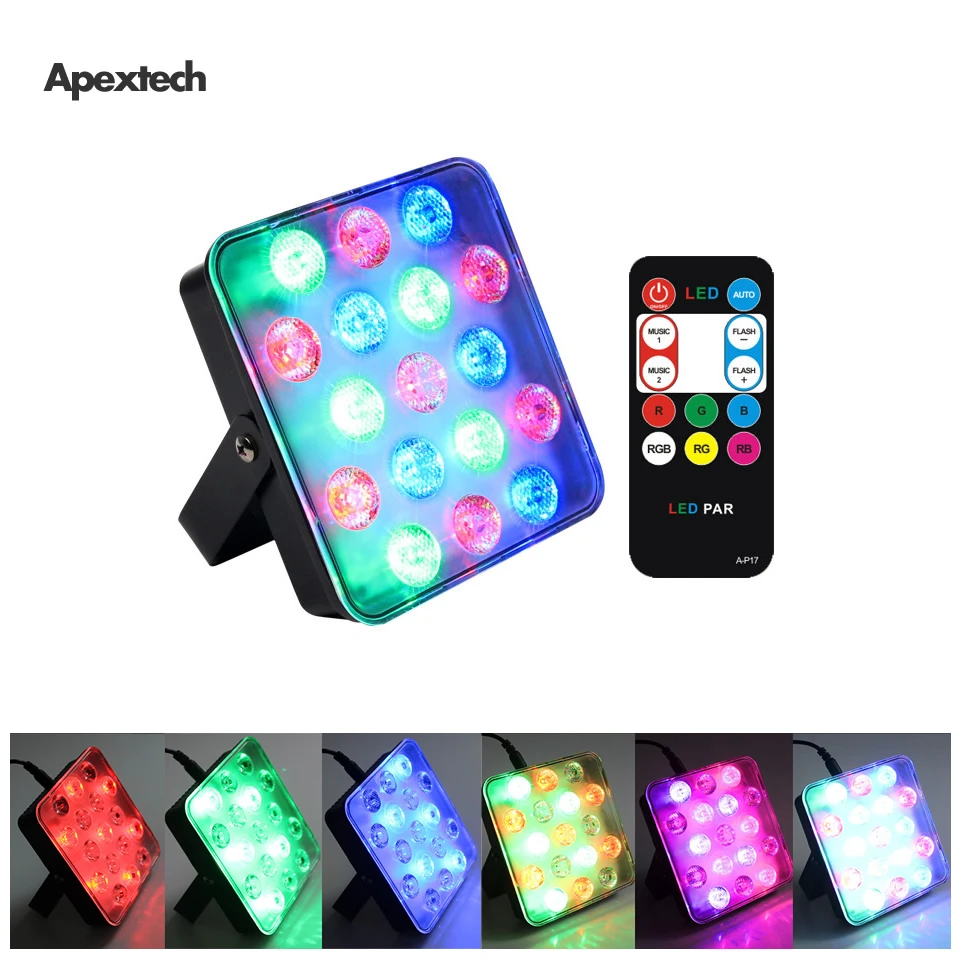 

17LED LED RGB Stage Light Remote Control Disco Night Bar Par Lights AC100-240V Holiday Brithday Deco Lighting