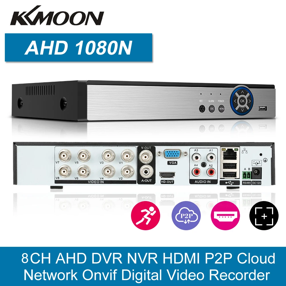 Аналоговая камера высокого разрешения CVI TVI NVR HVR 5-в-1 DVR 8CH 1080P видеомагнитофон ONVIF P2P подключением к телефону мониторинга для видеонаблюдения Системы комплект