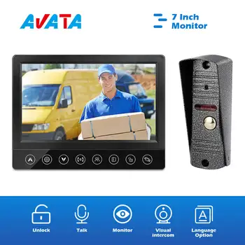 

Video Doorbell Intercom for Home Night Vision Device 7 Inch Monitor and IP65 Waterproof Call Panel can Unlock Two Way Audio Talk