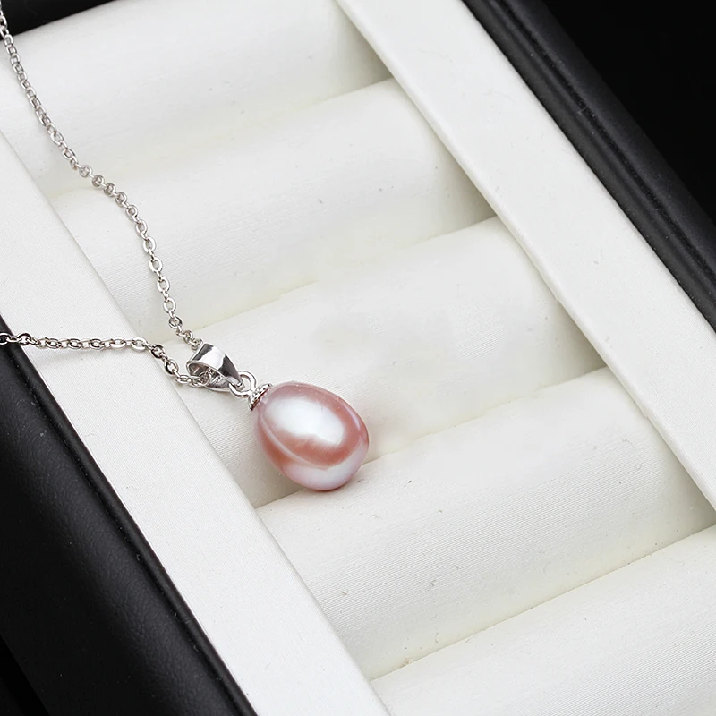 925 Sterling Silver White Natural Freshwater Pearl Necklace Pendant For Women Daughter Birthday Gift