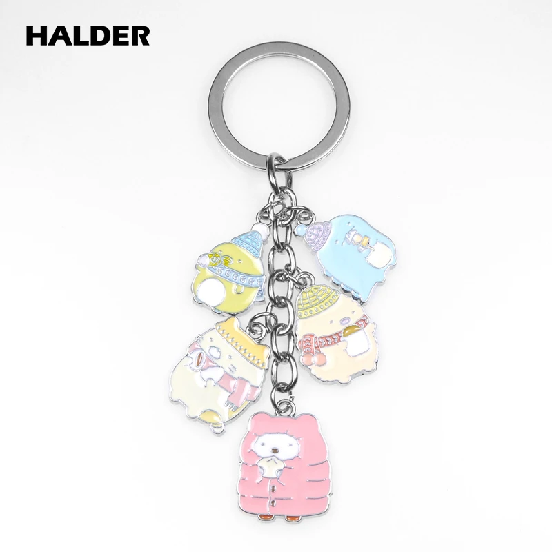 

KCA0005 HALDER Anime Sumikkogurashi bear pendant Keyring Mini Penguin Figure Keychains Collection Jewelry Accessory Key Holder