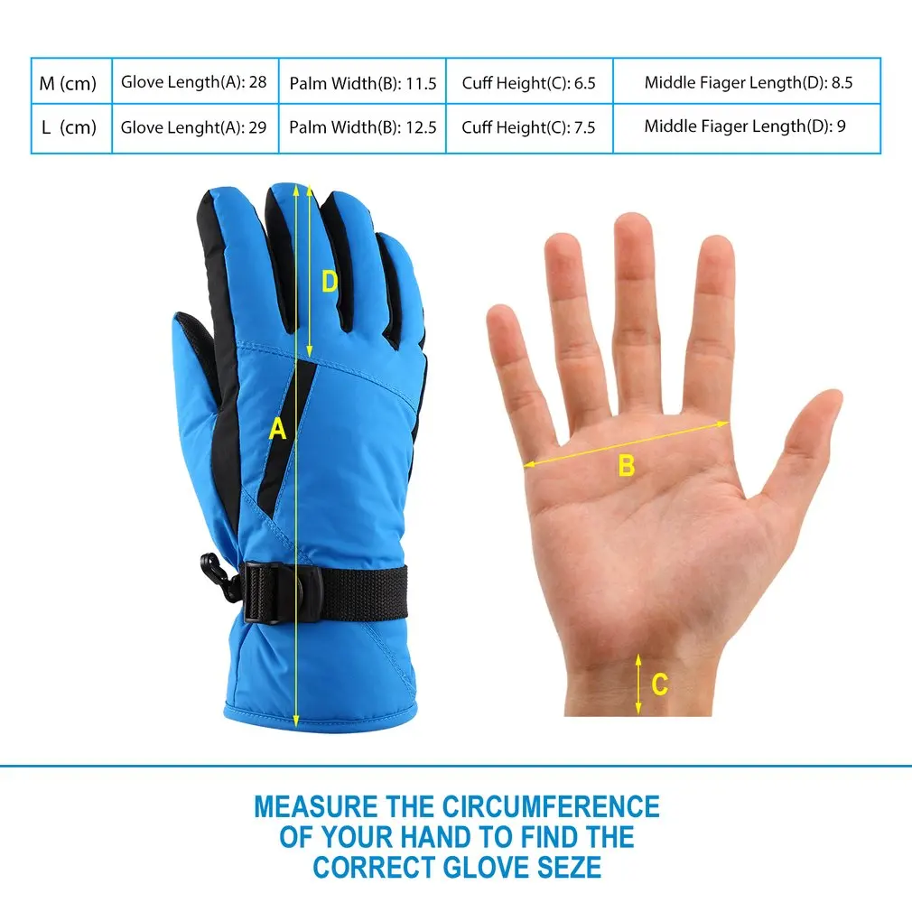 OUTAD Winter Outdoor Durable Soft Breathable Windproof& Waterproof Snow Ski Gloves Warm Mountain Climbing Gloves for Men