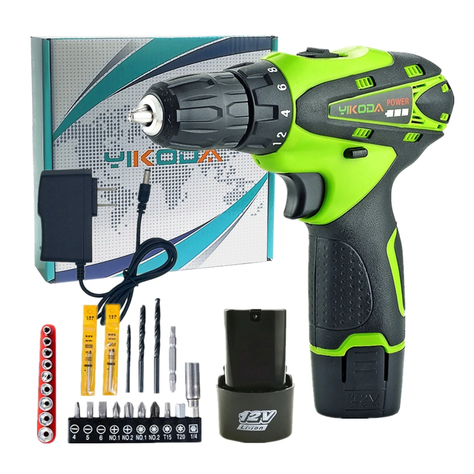 

12v Lithium Cordless Drill Rechargeable Electric Screwdriver Mini Hand Drill Two Battery Carton Package Plus Accessories