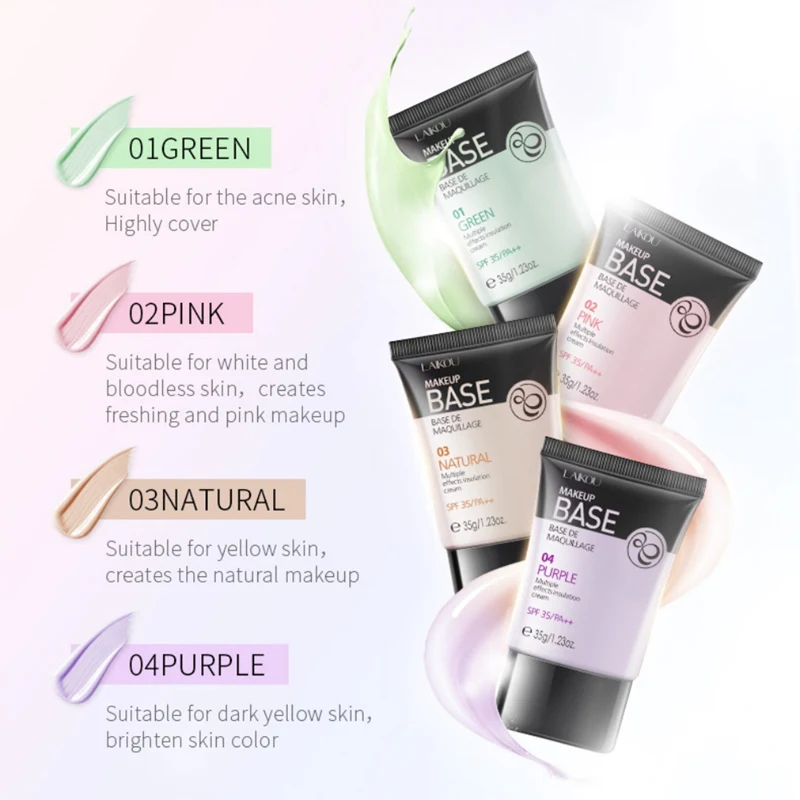 4 цвета макияж праймер увлажняющий чехол блеск осветляет цвет кожи лица изоляционный Крем Водонепроницаемый стойкий Makeupuff1a
