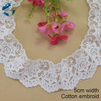 

5cm width white lace cotton embroidery lace french lace ribbon fabric guipure diy trims warp knitting sewing Accessories#4123