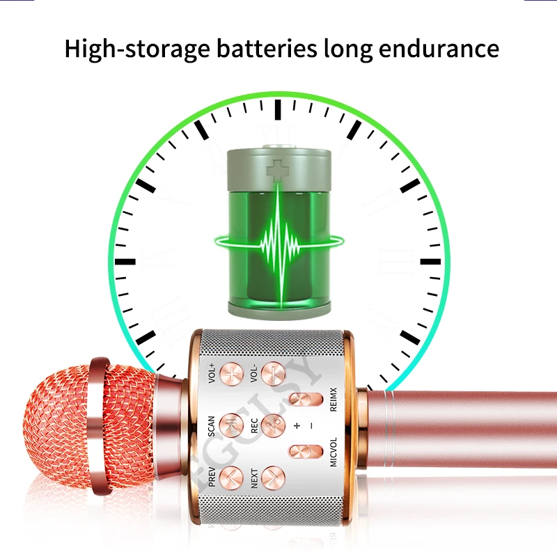 FGCLSY профессиональный Bluetooth беспроводной микрофон ручной микрофон динамик караоке музыкальный плеер для вокала, с рекордером KTV Mic