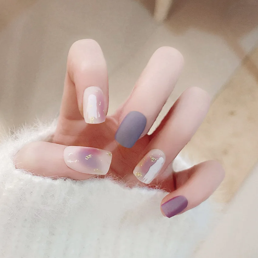 24pcs/box New Matte Frosted Fake Nails DIY Fashion Charm Professional Nail Products | Красота и здоровье