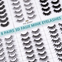

MIZ BARN 8 Pairs 3D Faux Cils Eye Lash Extensions Fox Eyes Natural Eyelashes Bulk for Eyelash Extension Supplies Cosplay Lashes