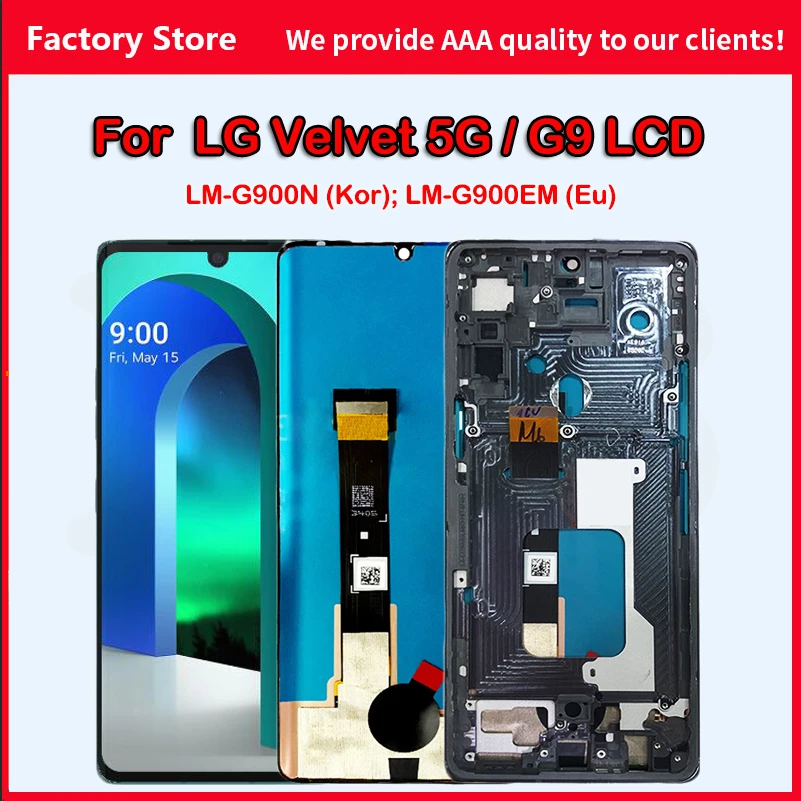 P-Oled Originale Per Lg Velvet 5G G9 Lm-G900N Lm-G900Em Schermo Di Visualizzazione Con Telaio Digitizer Assembly Parti Di Ricambio