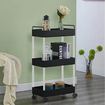 

3/4 Tier Slim Storage Cart Mobile Shelving Unit Organizer Slide Out Storage Rolling Utility Cart Rack for Kitchen Bathroom