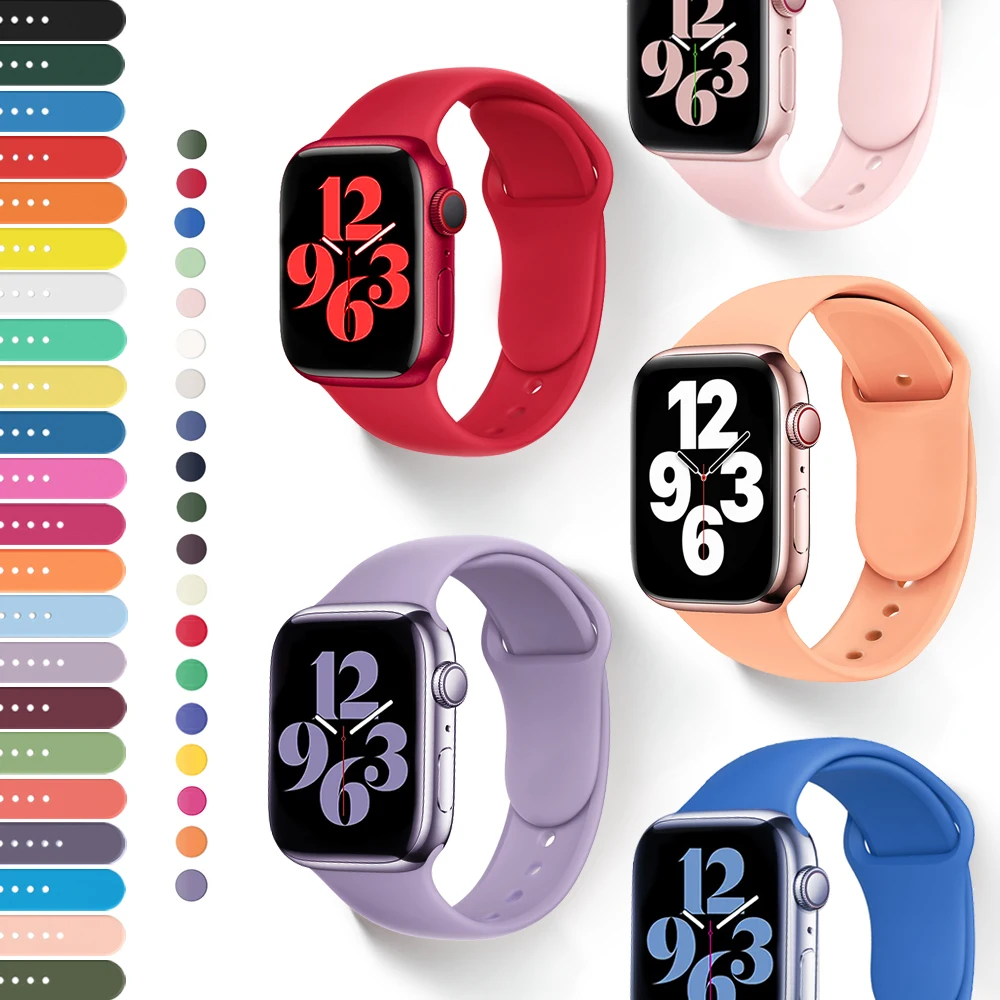 Silicone Strap Watch Compatible Apple Watch Band 45mm 44mm 41mm for bracelet iWatch 40mm 38mm correa apple watch series 7 6 5 SE