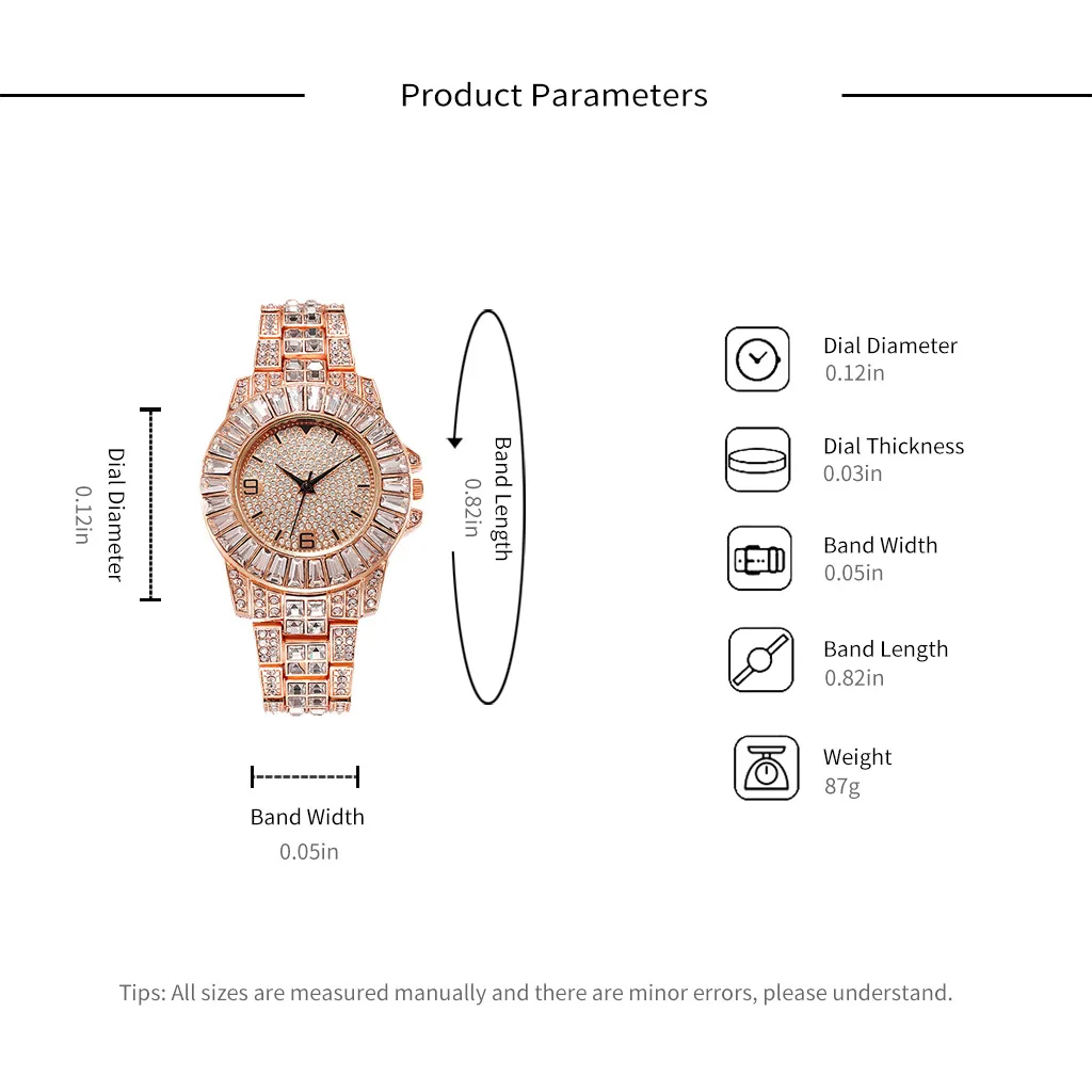 Gold Diamond Cool Iced Out Watch + Bracelet for Men Couple Luxury Men Watch with Cuban Chain Fashion Jewelry Religio Masculino