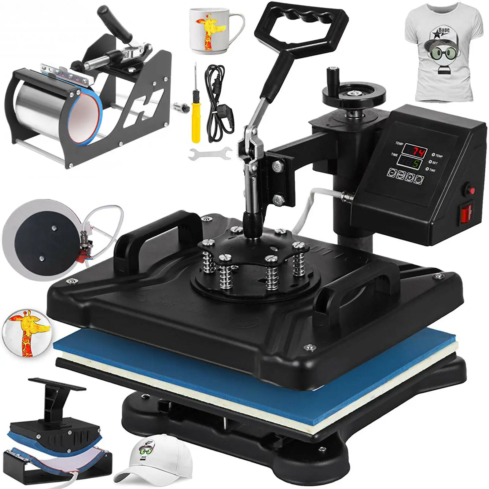 Cheap 8 In 1 Combo Multi Functional Shirt Heat Transfer Printing Heat Press  Machine - Buy Cheap 8 In 1 Combo Multi Functional Shirt Heat Transfer Printing  Heat Press Machine Product on