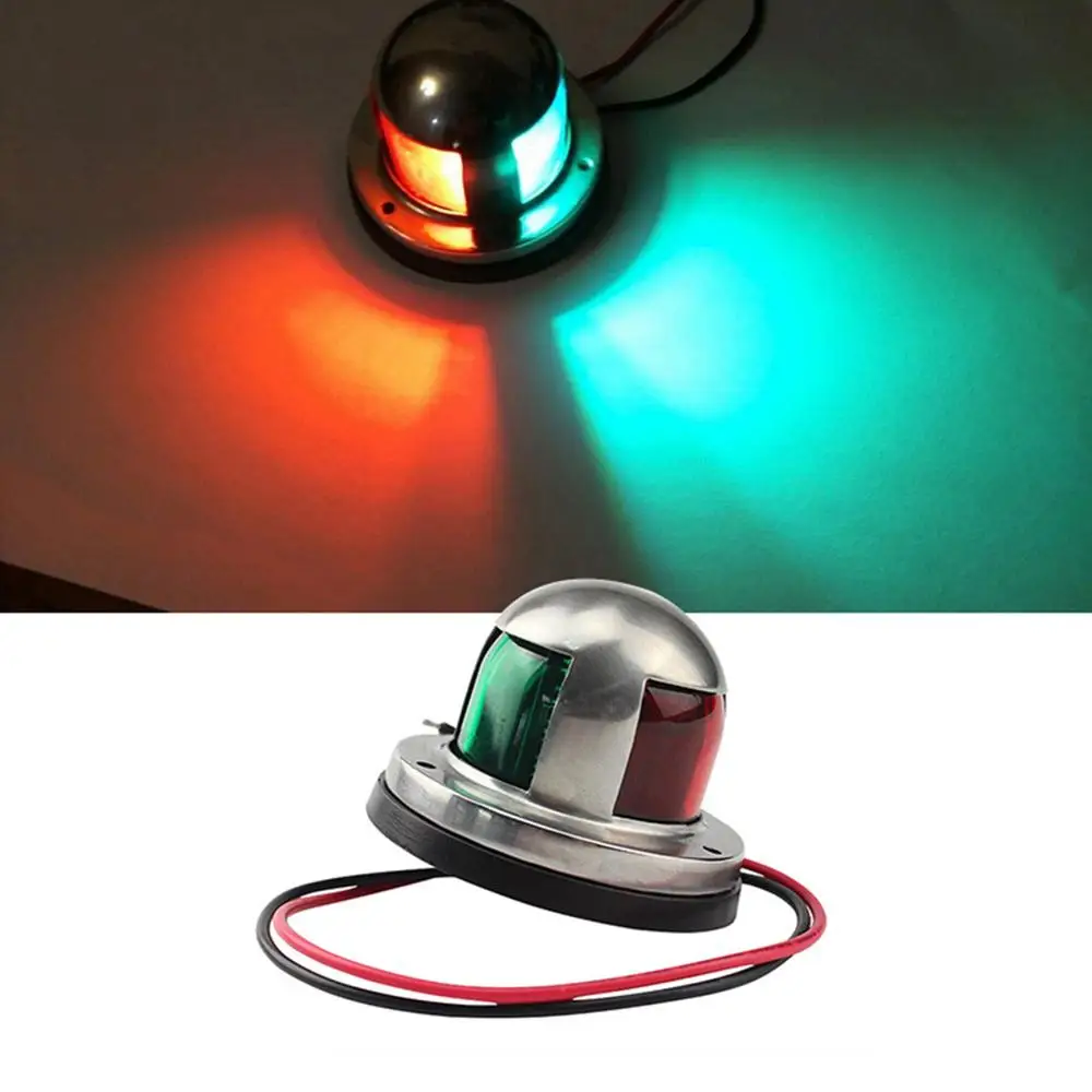 

Stainless Steel 12V Boat Marine Yacht Sailing Red Green Bow Navigation LED Warning Light Signal Lamp