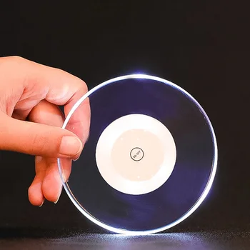 

Round Acrylic LED Light Up Coaster Cocktail Cup Holder Mat Waterproof Luminous Bottle Drinks Coaster Bar Counter Tools