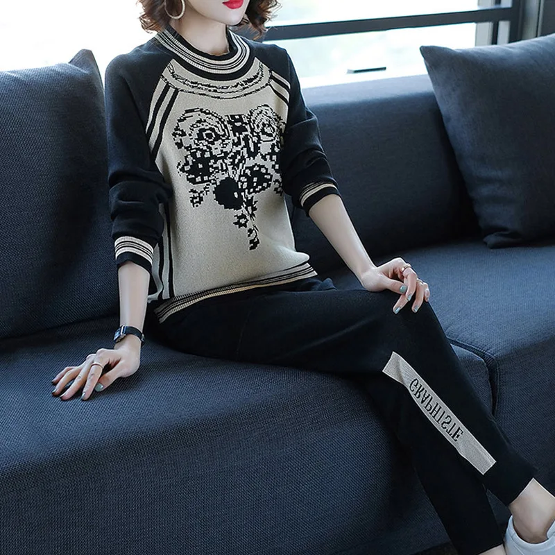 

Ozhouzhan Hong Kong Flavor Fashion Casual Sports Knitted Suit Elegant Goddess Western Style 2019 Spring And Autumn New Style Two