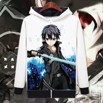 Меч искусство онлайн косплей печатных Кирито киригая Kazuto флисовое пальто для мужчин и женщин Зимняя плотная верхняя одежда Асуна Юки одежда на молнии - Цвет: 3