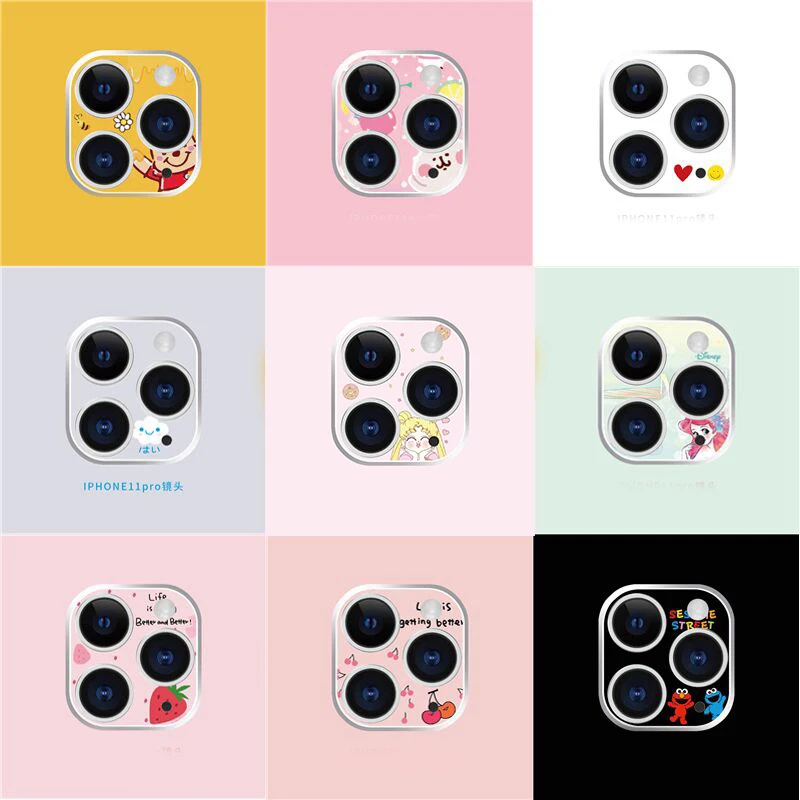 

NEW Cartoon 3D Lens For iPhone 11Pro Camera Lens For iPhone 11 Pro MAX Camera Lens cute Film Aluminum plastic Lens protection