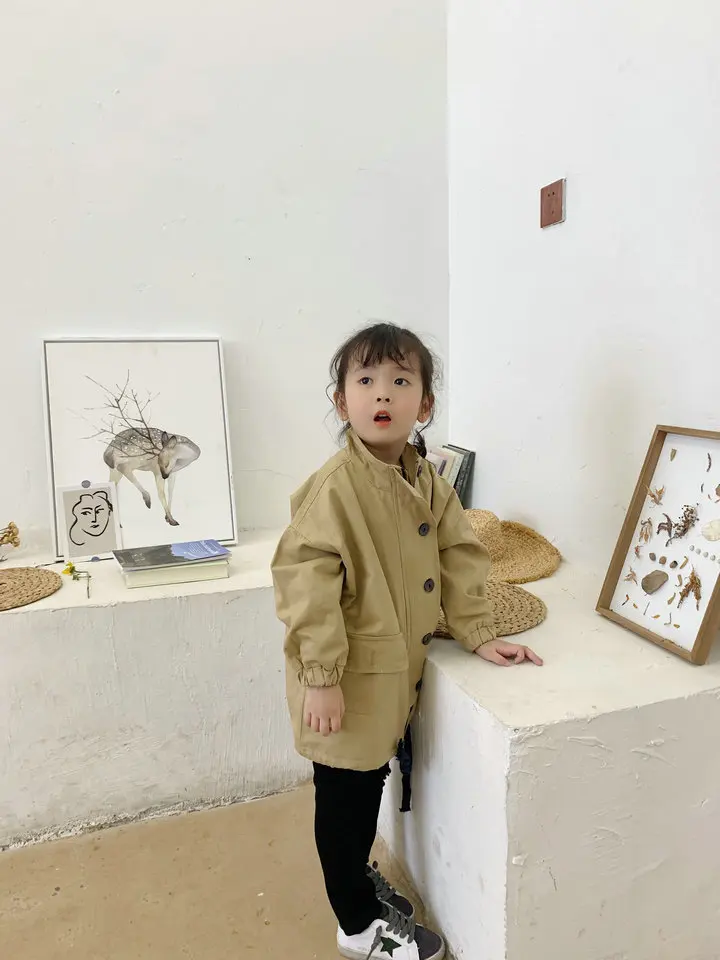 Модная осенняя одежда для маленьких мальчиков детская однобортная куртка и пальто для детей, Длинные куртки верхняя одежда для маленьких девочек