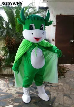 

Halloween Cute Green Cow Mascot Costume Outfit Dress Xmas Adult Cartoon Masquerade Props Cosplay Suit Party Fancy Dress