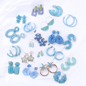 

AMORCOME Cute Blue Fashion Earrings for Women 2020 Statement Vintage Acrylic Drop Earrings Fashion Women Jewelry