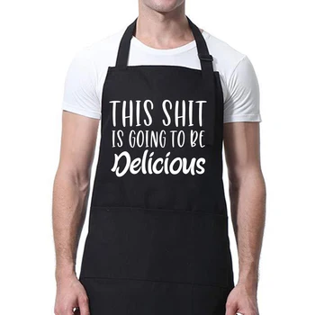 

Portability Kitchen Apron Unisex Adjustable Cotton Twill Cooking Apron With 3 Pockets For BBQ Baking
