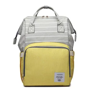 Baby Diaper Bags New Fashion Striped Mummy Backpack Designer Nursing Care Baby Bag for Mom Travel Maternity Nappy Bag - Цвет: Yellow